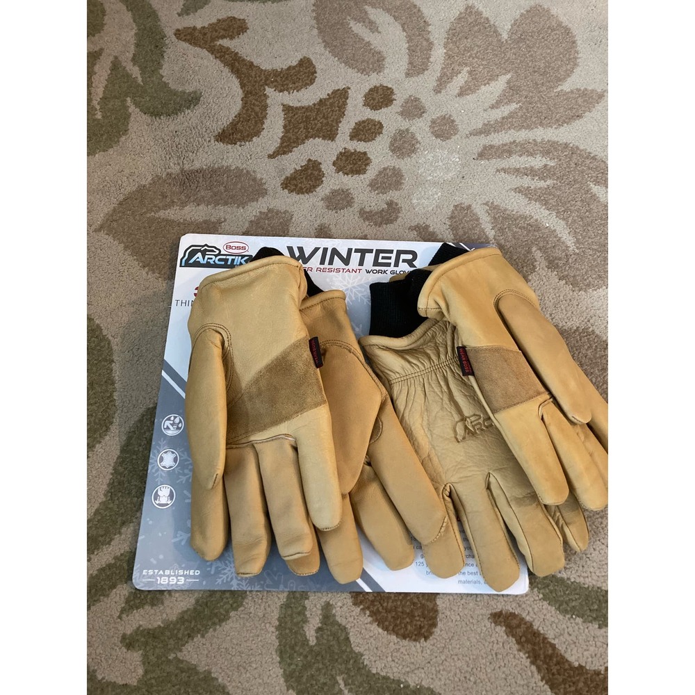 2 pairs boss arctik winter cowhide work glove size L